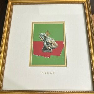 Kiss me frog with price crown framed in gold